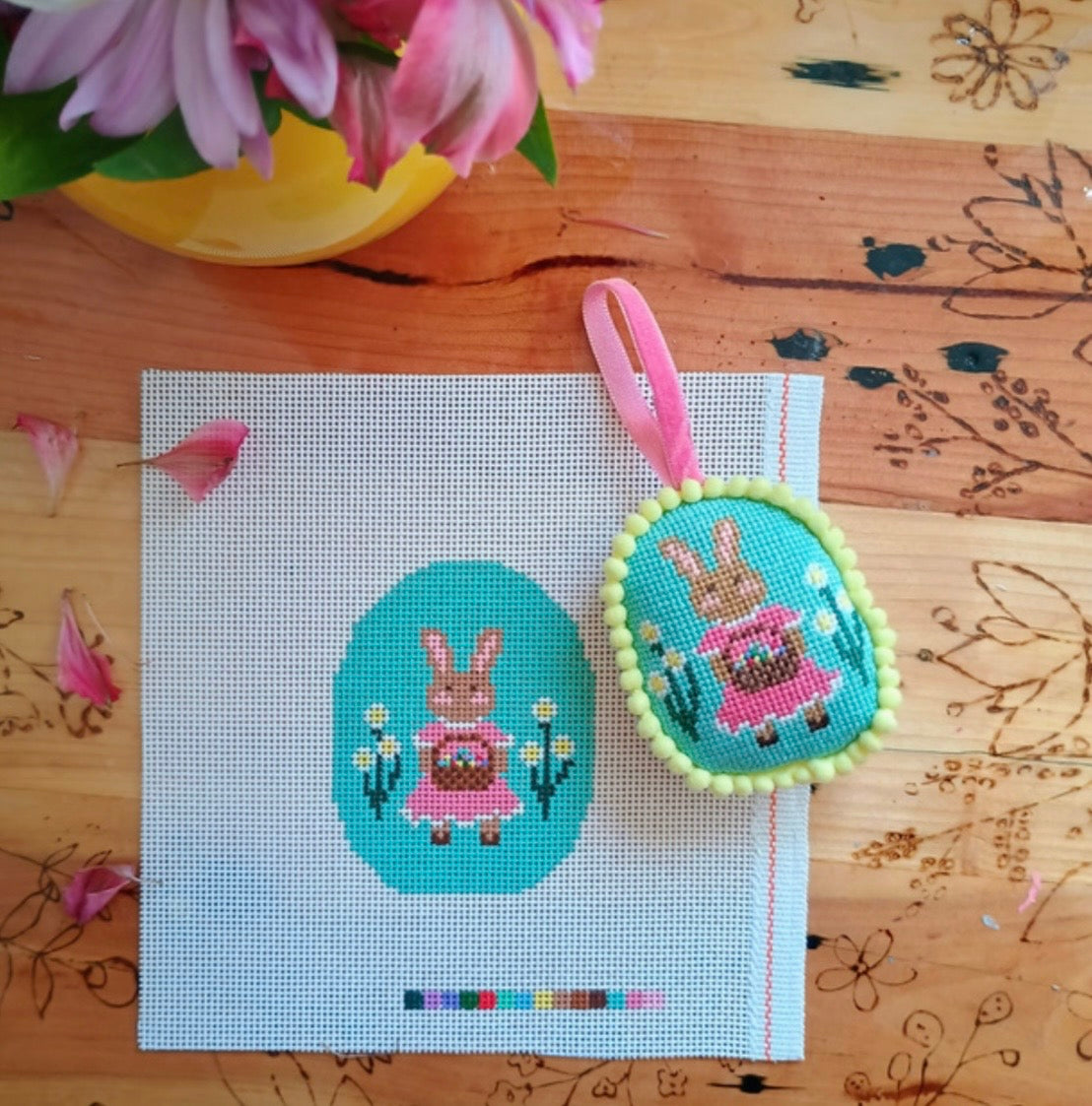 Easter Basket Bunny Needlepoint Canvas (Canvas Only)