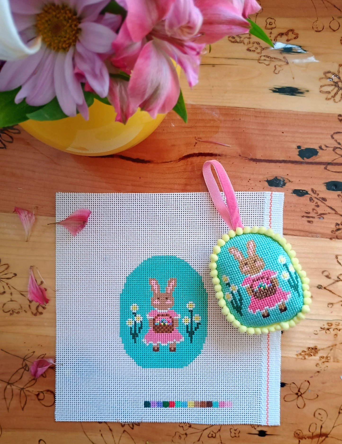 Easter Basket Bunny Needlepoint Canvas (Canvas Only)
