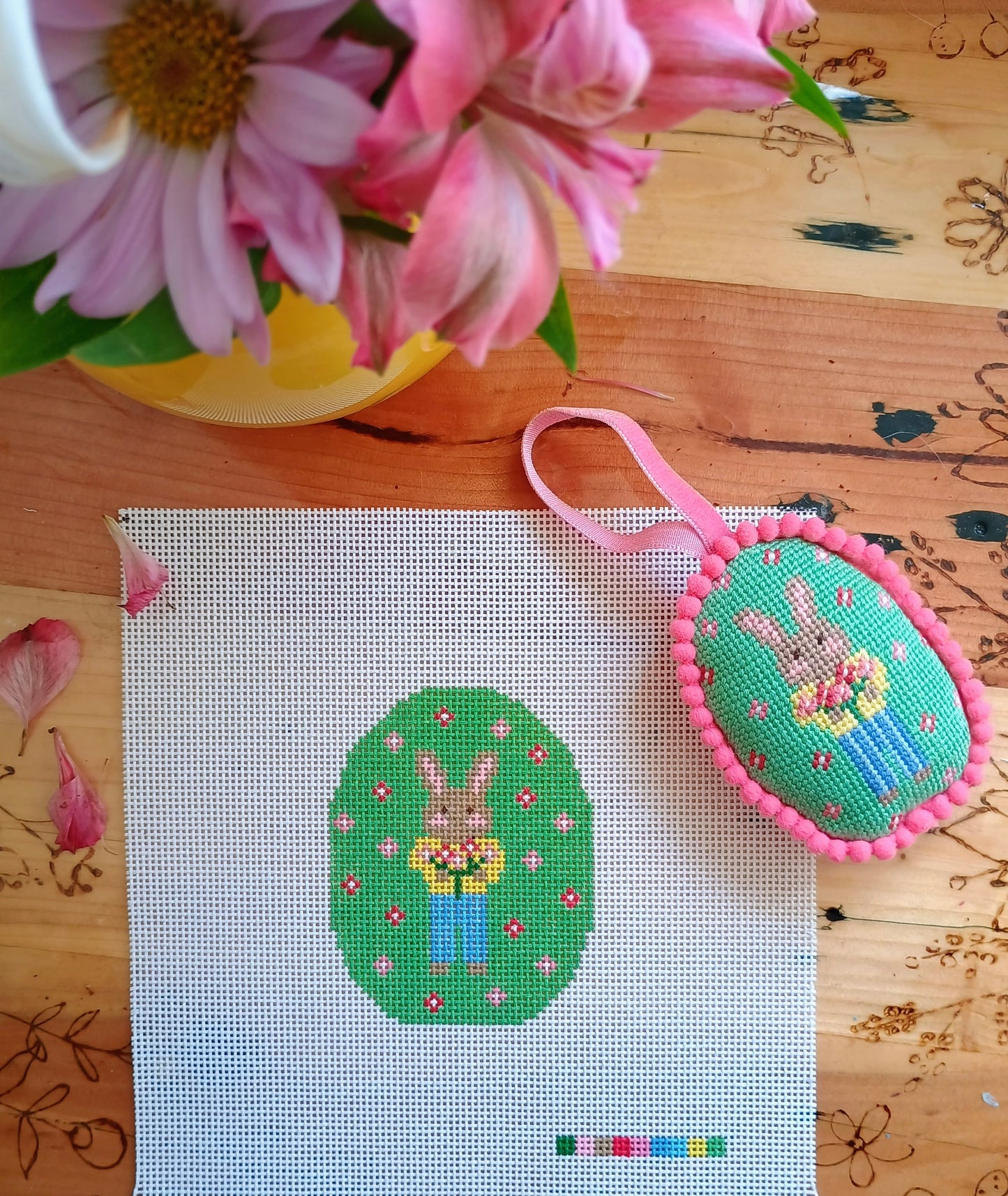 Bouquet Bunny Needlepoint Canvas (Canvas Only)