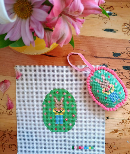 Bouquet Bunny Needlepoint Canvas (Canvas Only)