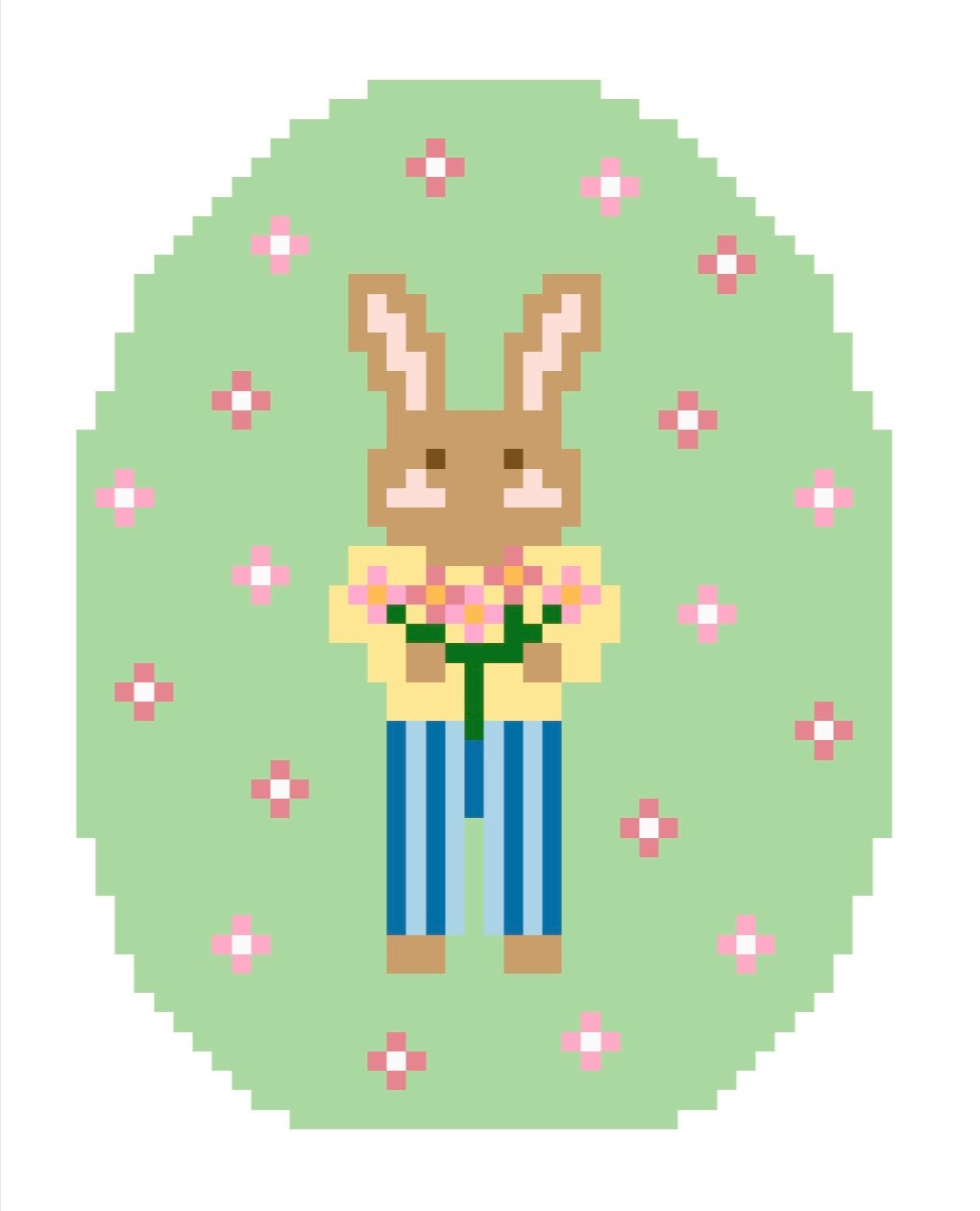 Bouquet Bunny Digital Needlepoint Chart (Instant Download)