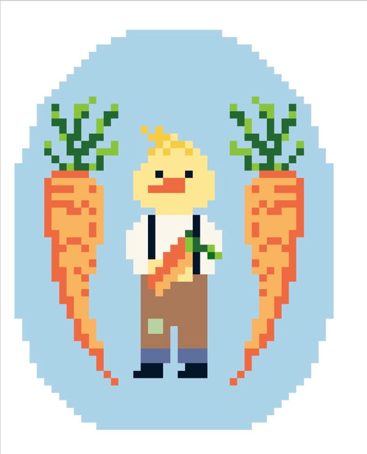 Ducky Carrot Farmer Digital Needlepoint Chart (Instant Download)