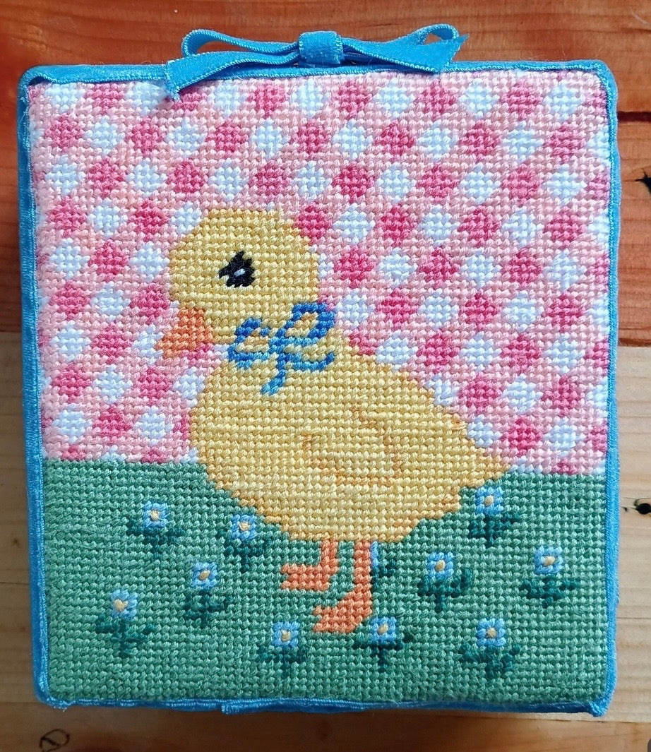 Spring Easter Duck (Peach and Pink) Digital Needlepoint Chart (Instant Download)