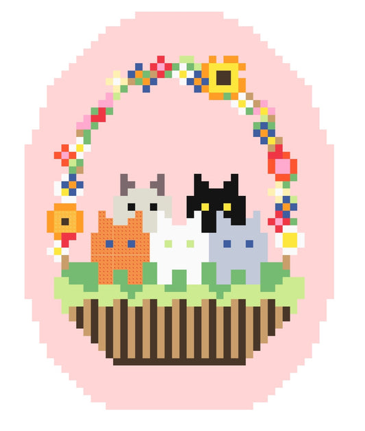 Kittens in an Easter Basket Digital Needlepoint Chart (Instant Download)